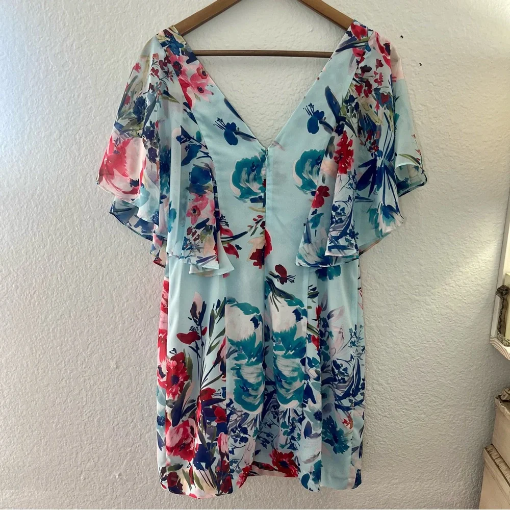 Parker Black reba floral mini dress polyester Size 6 - Picture 12 of 14